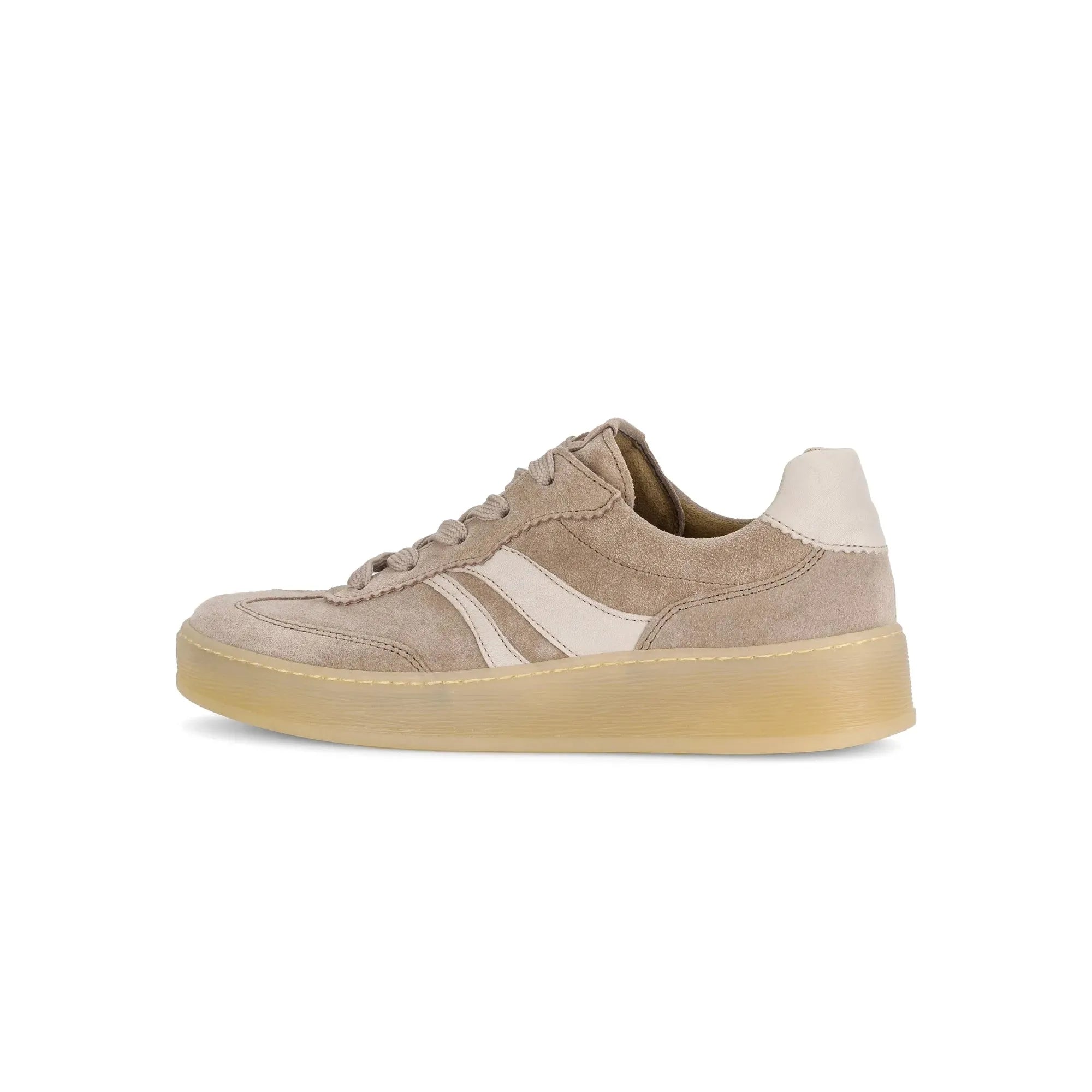 Gabor Dahma Ladies Clay Suede Lace-Up Trainers with chunky sole and tonal stitching.