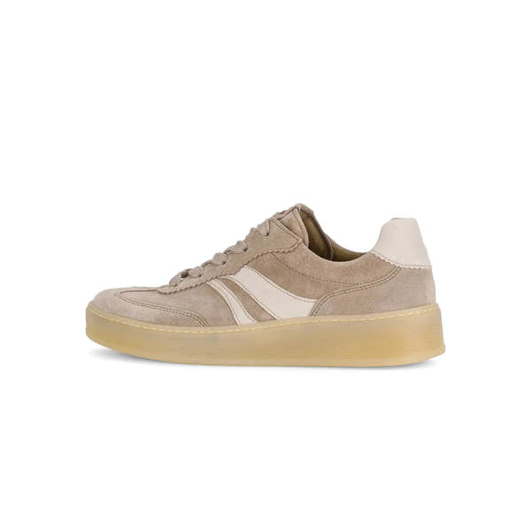 Gabor Dahma Ladies Clay Suede Lace-Up Trainers with chunky sole and tonal stitching.