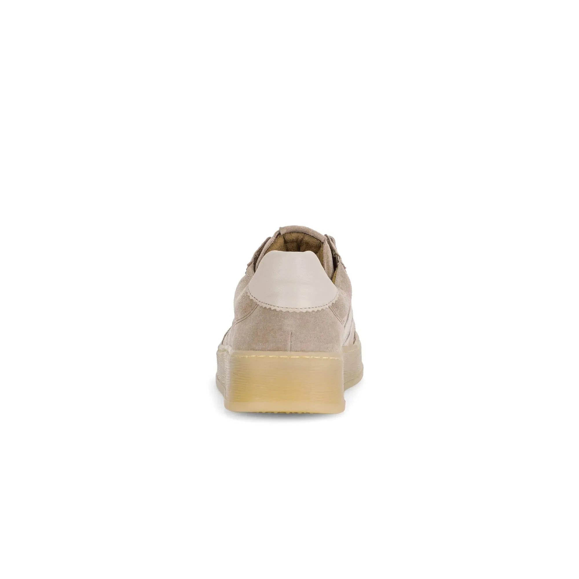 Gabor Damen Clary Suede Lace-Up Trainers in beige with white leather detail and chunky rubber sole.