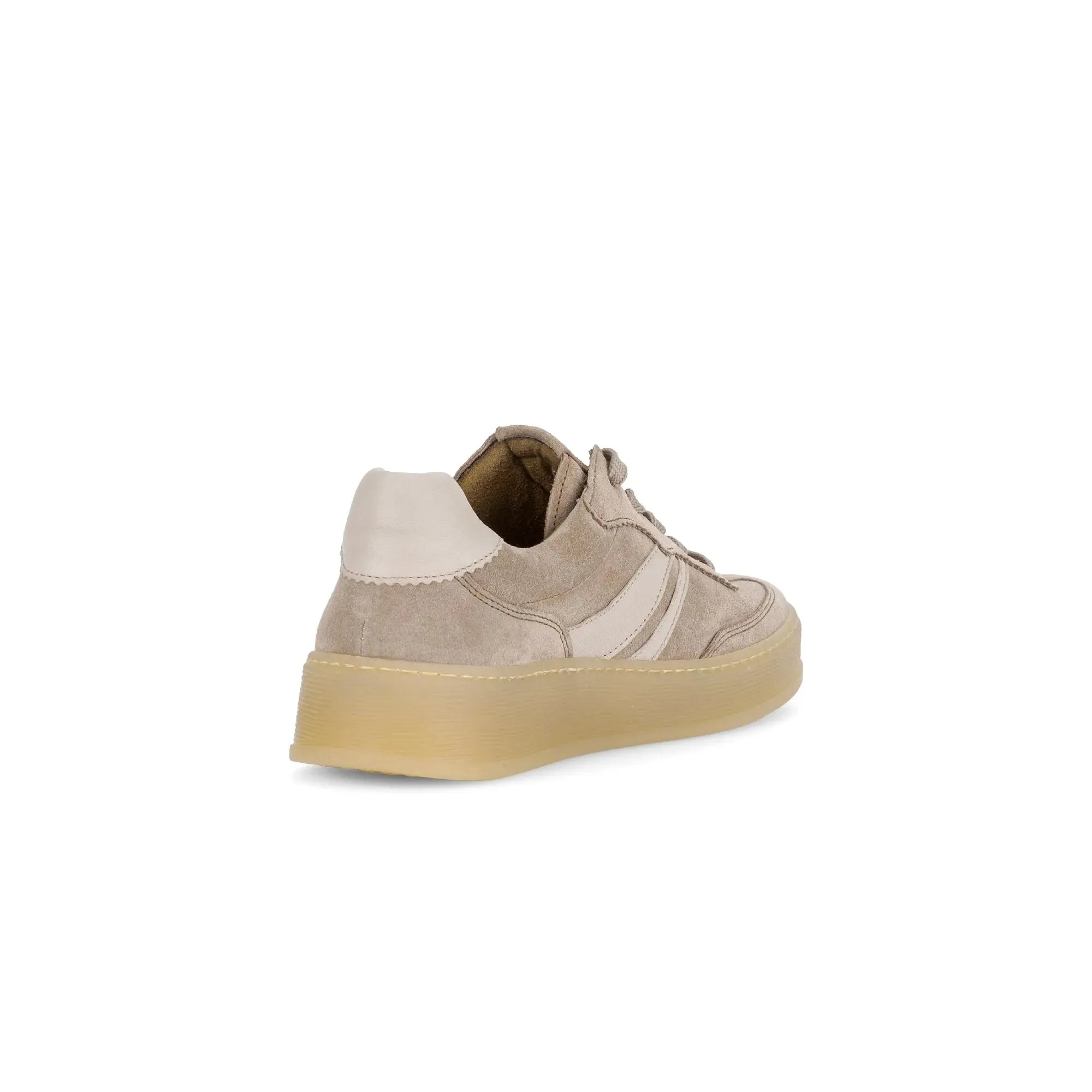 Gabor Dahma Ladies Clay Suede Lace-Up Trainers with thick rubber sole and contrasting heel tab.