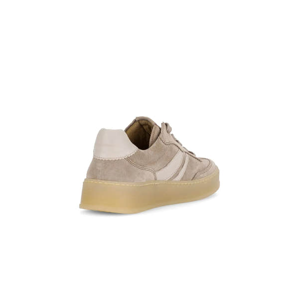 Gabor Dahma Ladies Clay Suede Lace-Up Trainers with thick rubber sole and contrasting heel tab.
