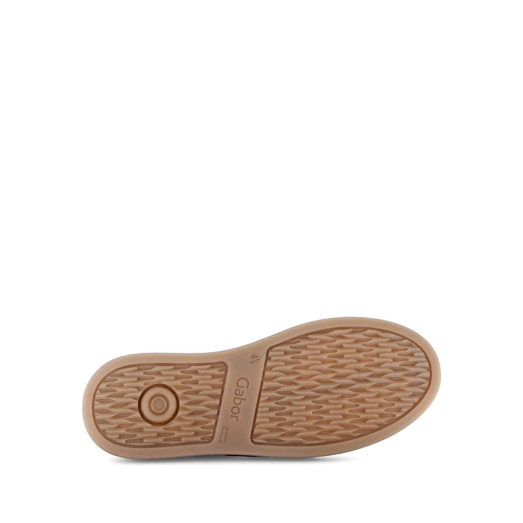 Gabor Dahma ladies white leather lace-up trainer with textured sole and casual sporty design.