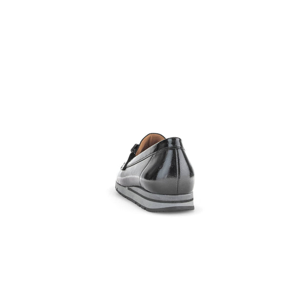 Gabor Bea 52.415.87 Ladies Black Patent Leather Slip On Loafers-elevate your sole