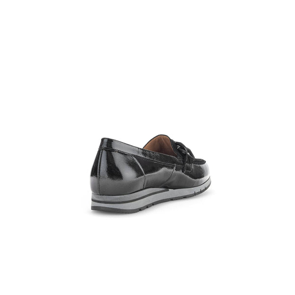 Gabor Bea 52.415.87 Ladies Black Patent Leather Slip On Loafers-elevate your sole