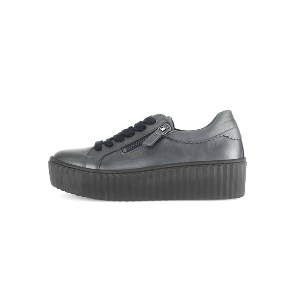Gabor Dolly 53.200.69 Ladies Silver Leather Lace Up Trainers-elevate your sole