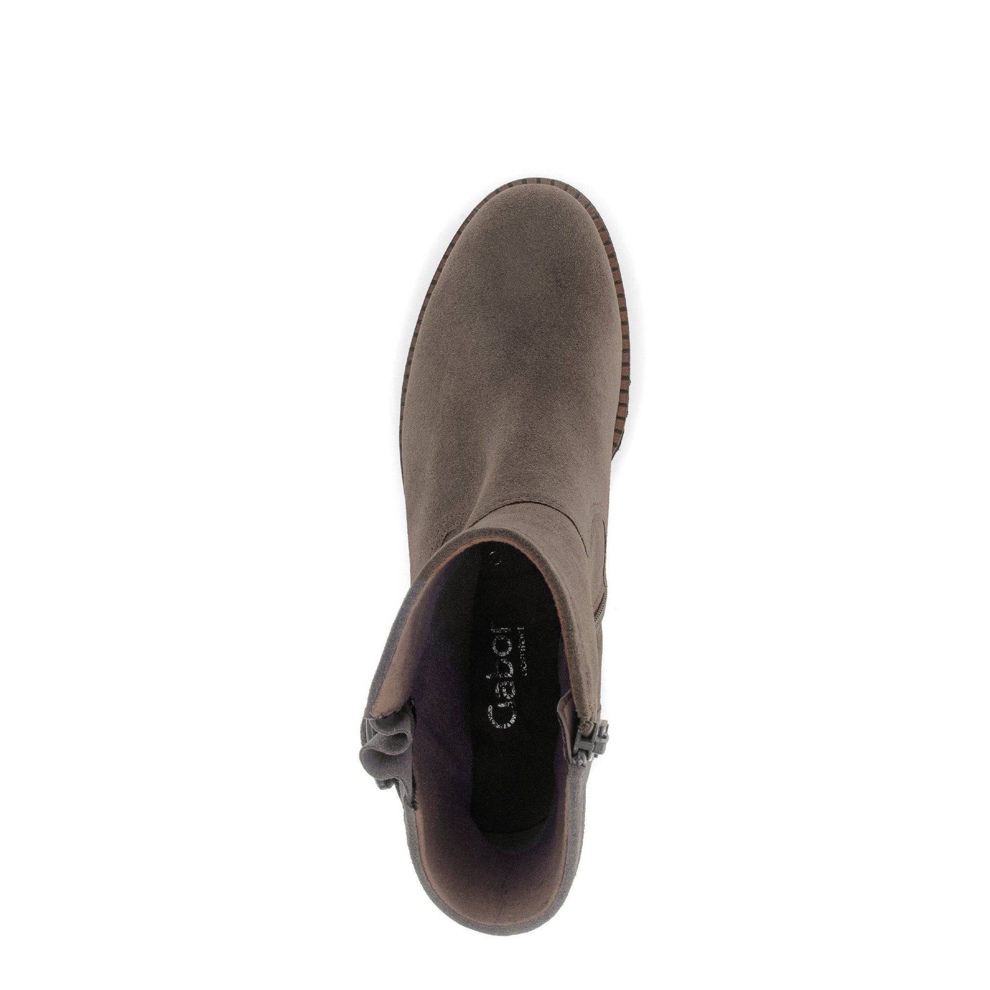 Gabor Jude 56.622.30 Ladies Grey Suede Wide Side Zip Ankle Boots-elevate your sole