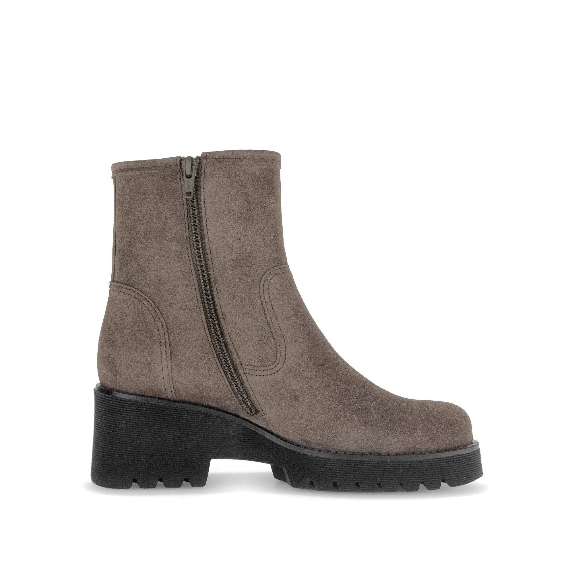Gabor Jude 56.622.30 Ladies Grey Suede Wide Side Zip Ankle Boots-elevate your sole