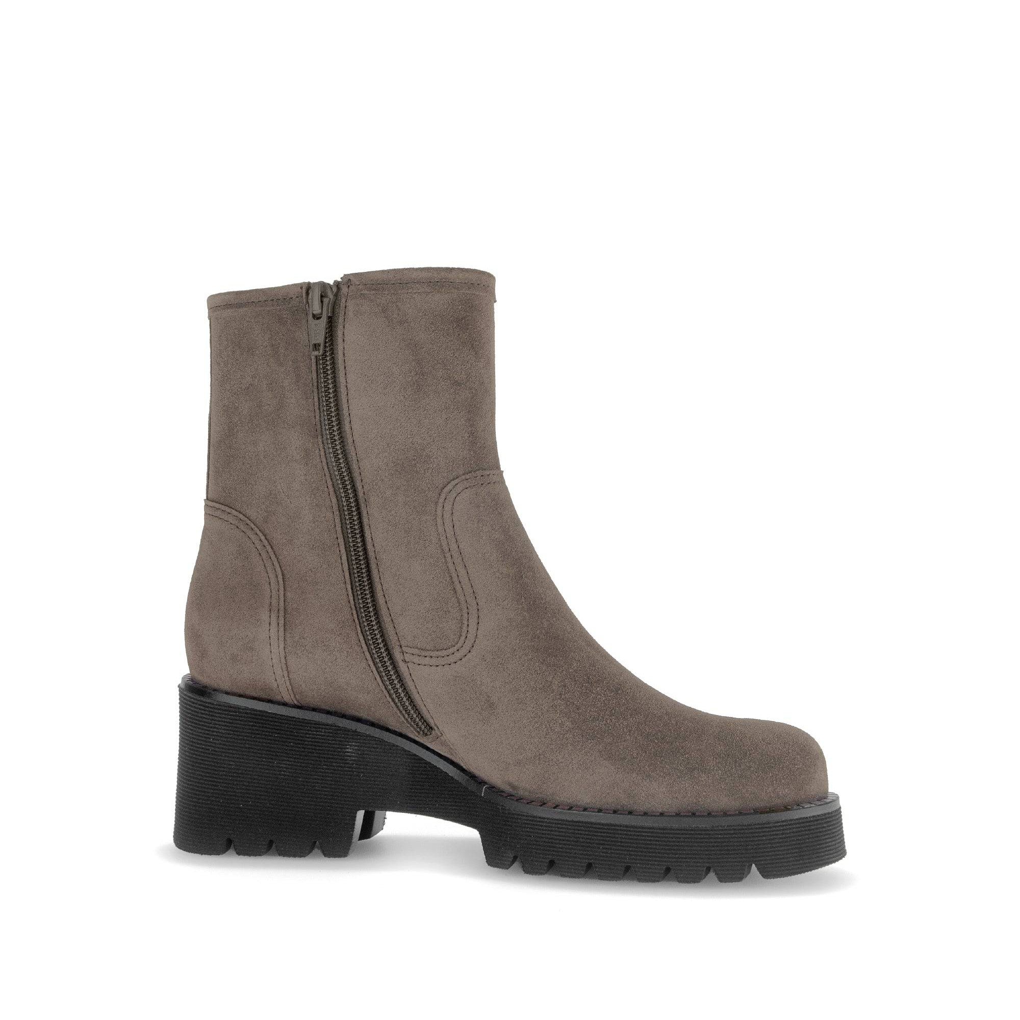 Gabor Jude 56.622.30 Ladies Grey Suede Wide Side Zip Ankle Boots-elevate your sole