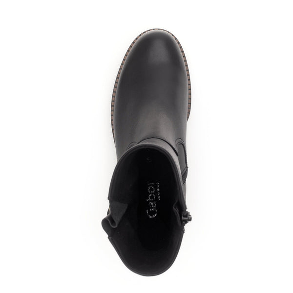 Gabor Jude 56.622.57 Ladies Black Wide Leather Side Zip Ankle Boots-elevate your sole