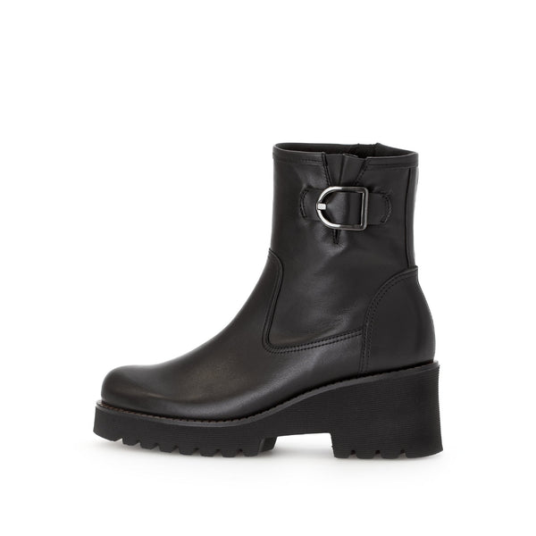 Gabor Jude 56.622.57 Ladies Black Wide Leather Side Zip Ankle Boots-elevate your sole