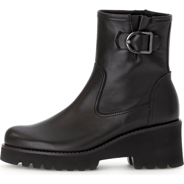 Gabor Jude 56.622.57 Ladies Black Wide Leather Side Zip Ankle Boots-elevate your sole