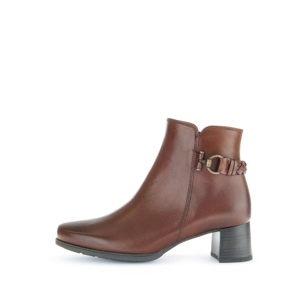 Gabor Kathleen 52.822.63 Ladies Brown Wide Leather Side Zip Ankle Boots-elevate your sole