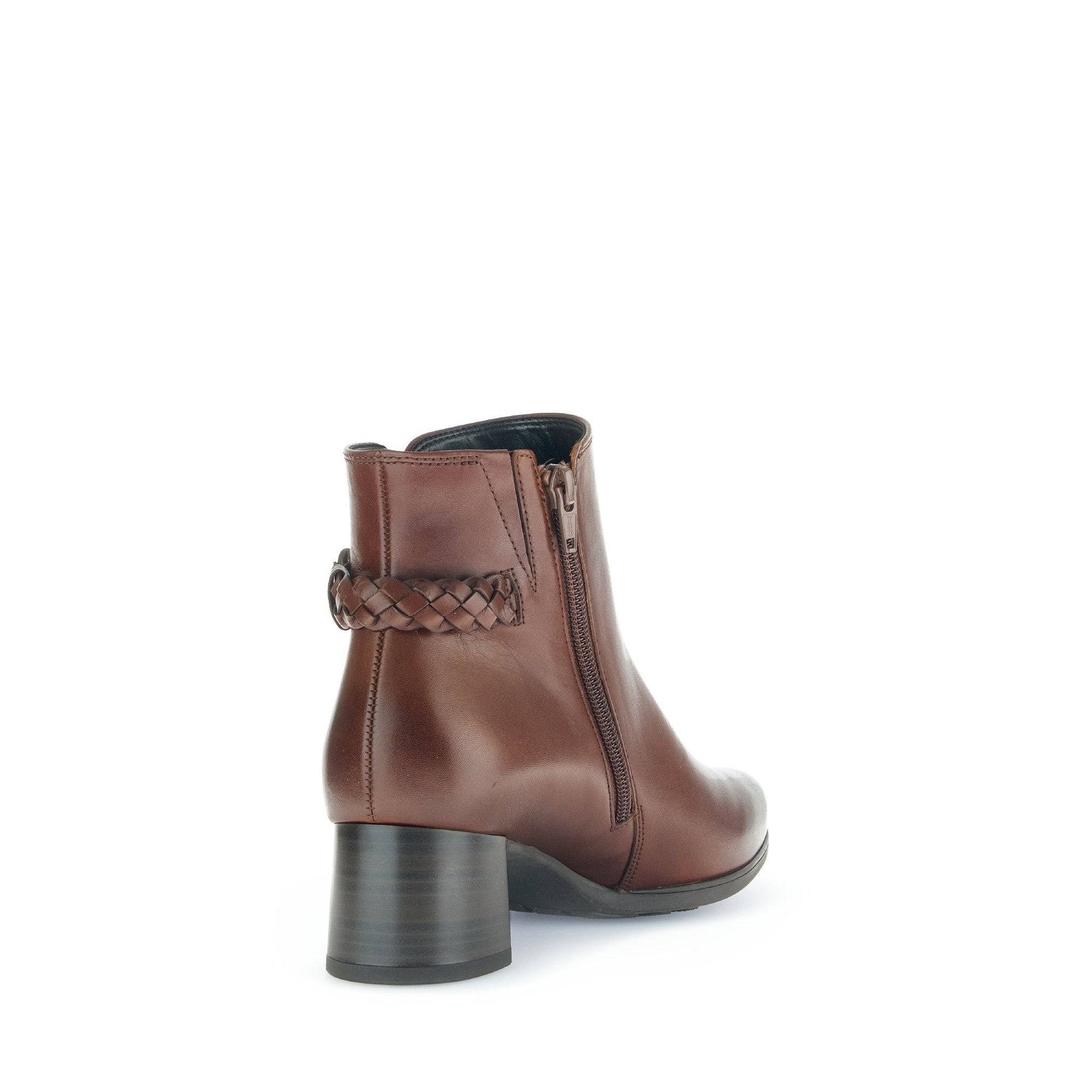Gabor Kathleen 52.822.63 Ladies Brown Wide Leather Side Zip Ankle Boots-elevate your sole