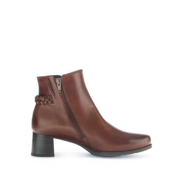 Gabor Kathleen 52.822.63 Ladies Brown Wide Leather Side Zip Ankle Boots-elevate your sole