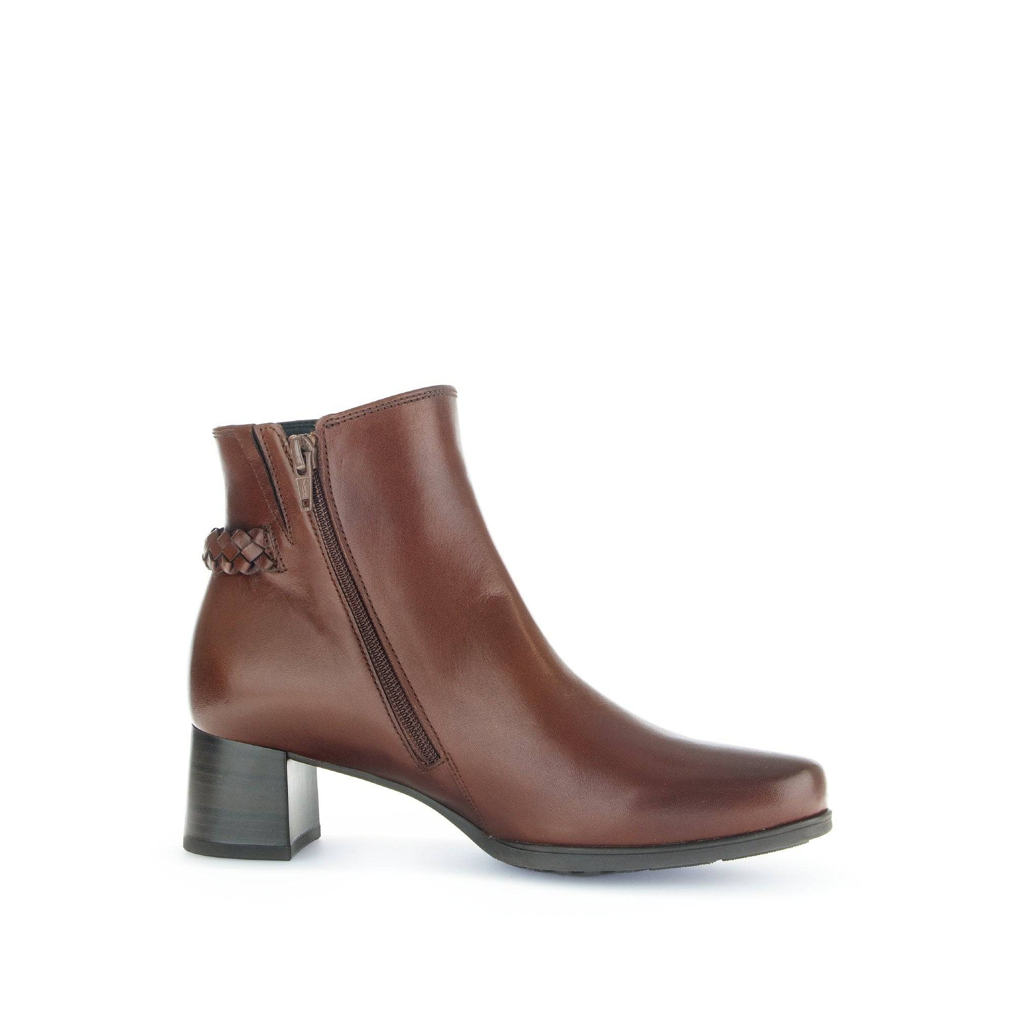 Gabor Kathleen 52.822.63 Ladies Brown Wide Leather Side Zip Ankle Boots-elevate your sole