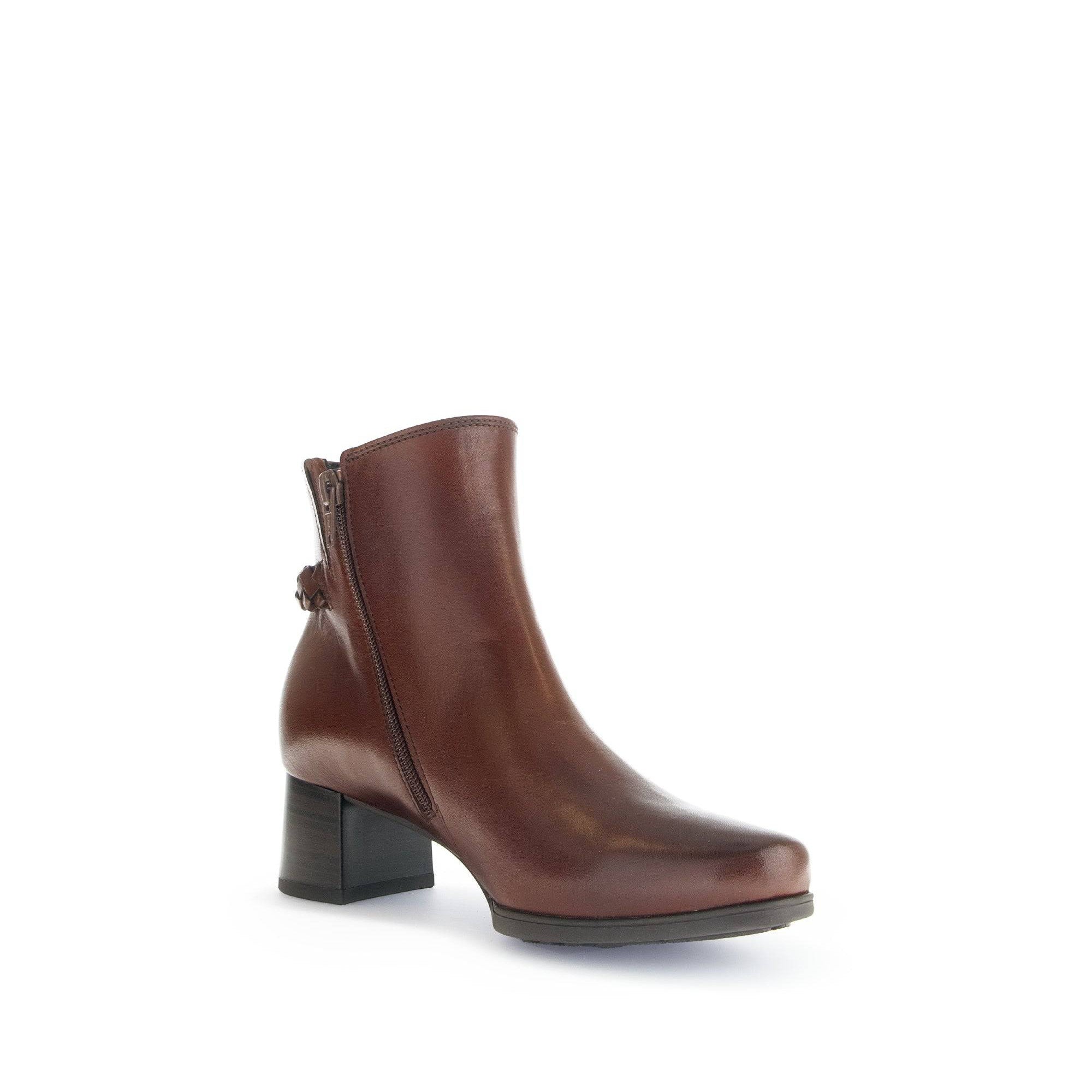 Gabor Kathleen 52.822.63 Ladies Brown Wide Leather Side Zip Ankle Boots-elevate your sole