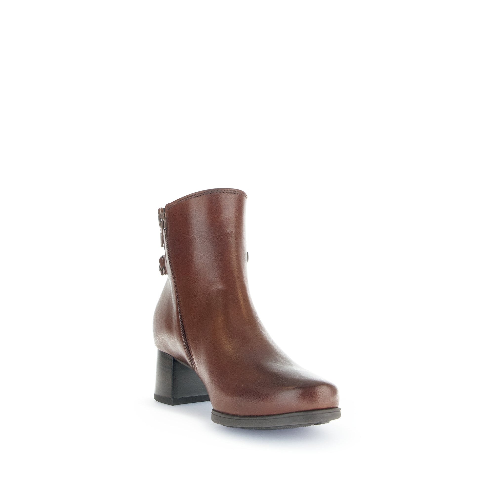 Gabor Kathleen 52.822.63 Ladies Brown Wide Leather Side Zip Ankle Boots-elevate your sole