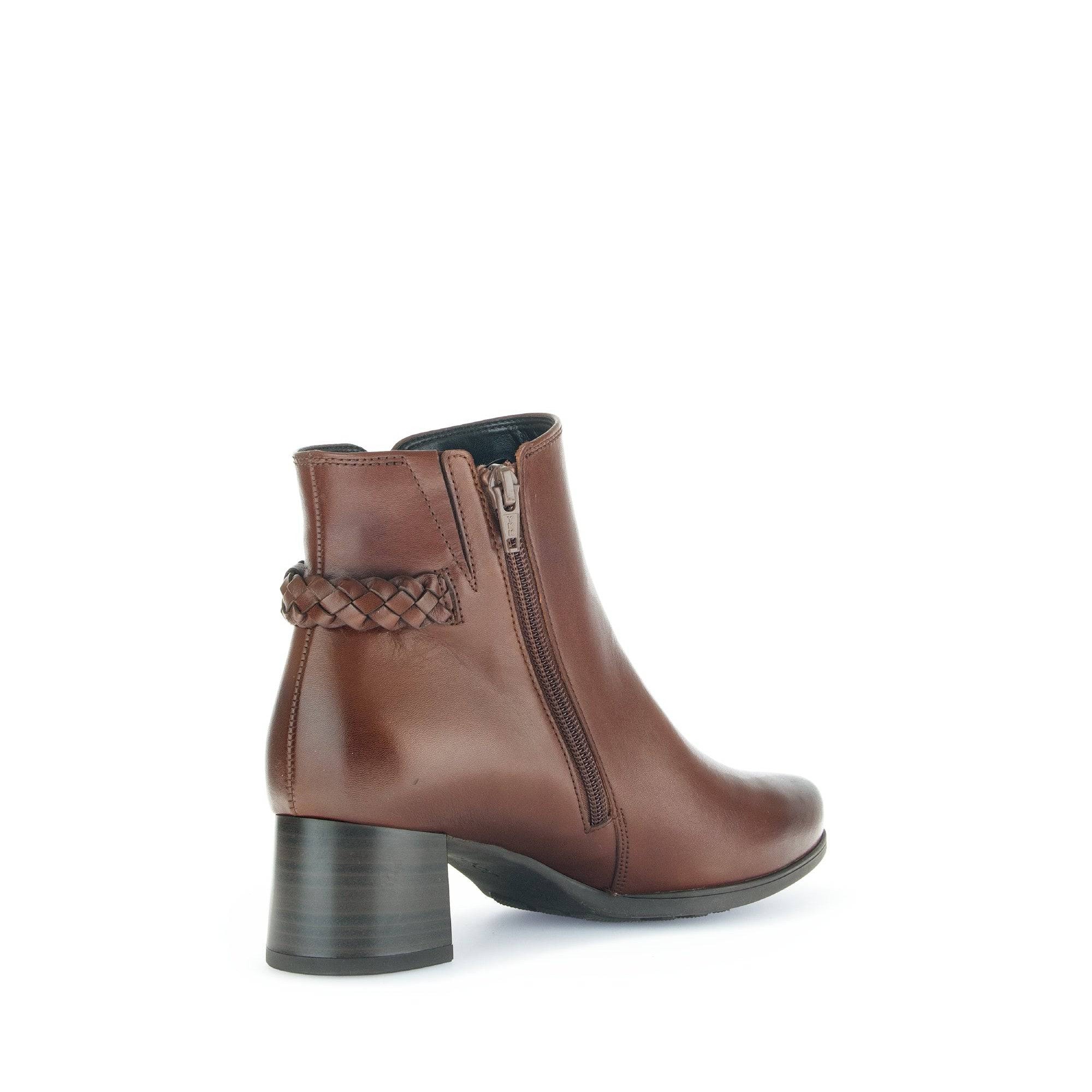 Gabor Kathleen 52.822.63 Ladies Brown Wide Leather Side Zip Ankle Boots-elevate your sole