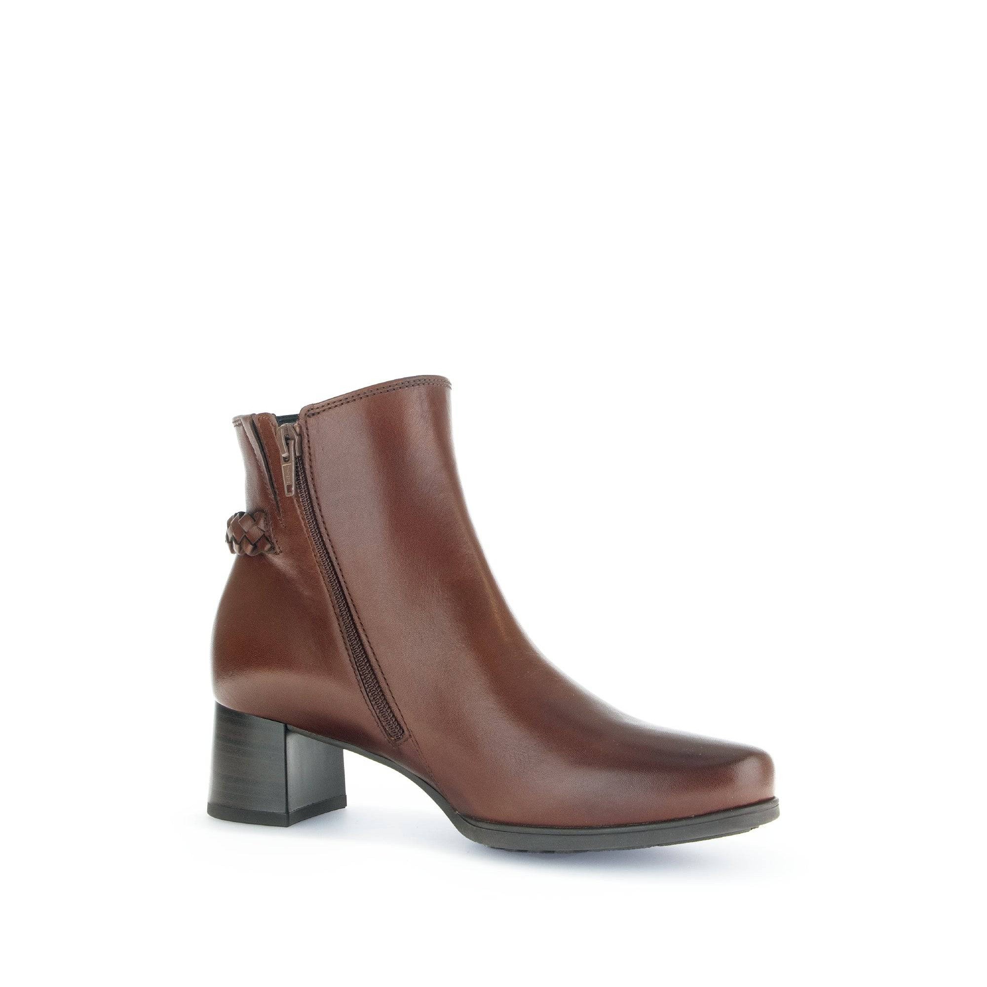 Gabor Kathleen 52.822.63 Ladies Brown Wide Leather Side Zip Ankle Boots-elevate your sole