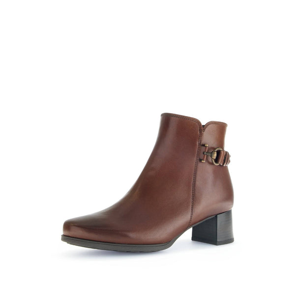 Gabor Kathleen 52.822.63 Ladies Brown Wide Leather Side Zip Ankle Boots-elevate your sole