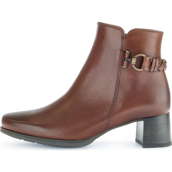 Gabor Kathleen 52.822.63 Ladies Brown Wide Leather Side Zip Ankle Boots-elevate your sole