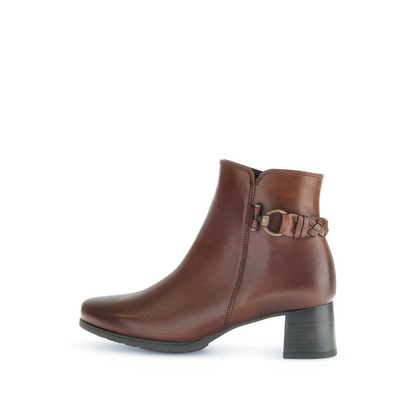Gabor Kathleen 52.822.63 Ladies Brown Wide Leather Side Zip Ankle Boots-elevate your sole