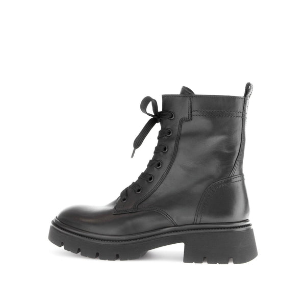 Gabor Meryl 51.852.27 Ladies Black Leather Zip & Lace Ankle Boots-elevate your sole