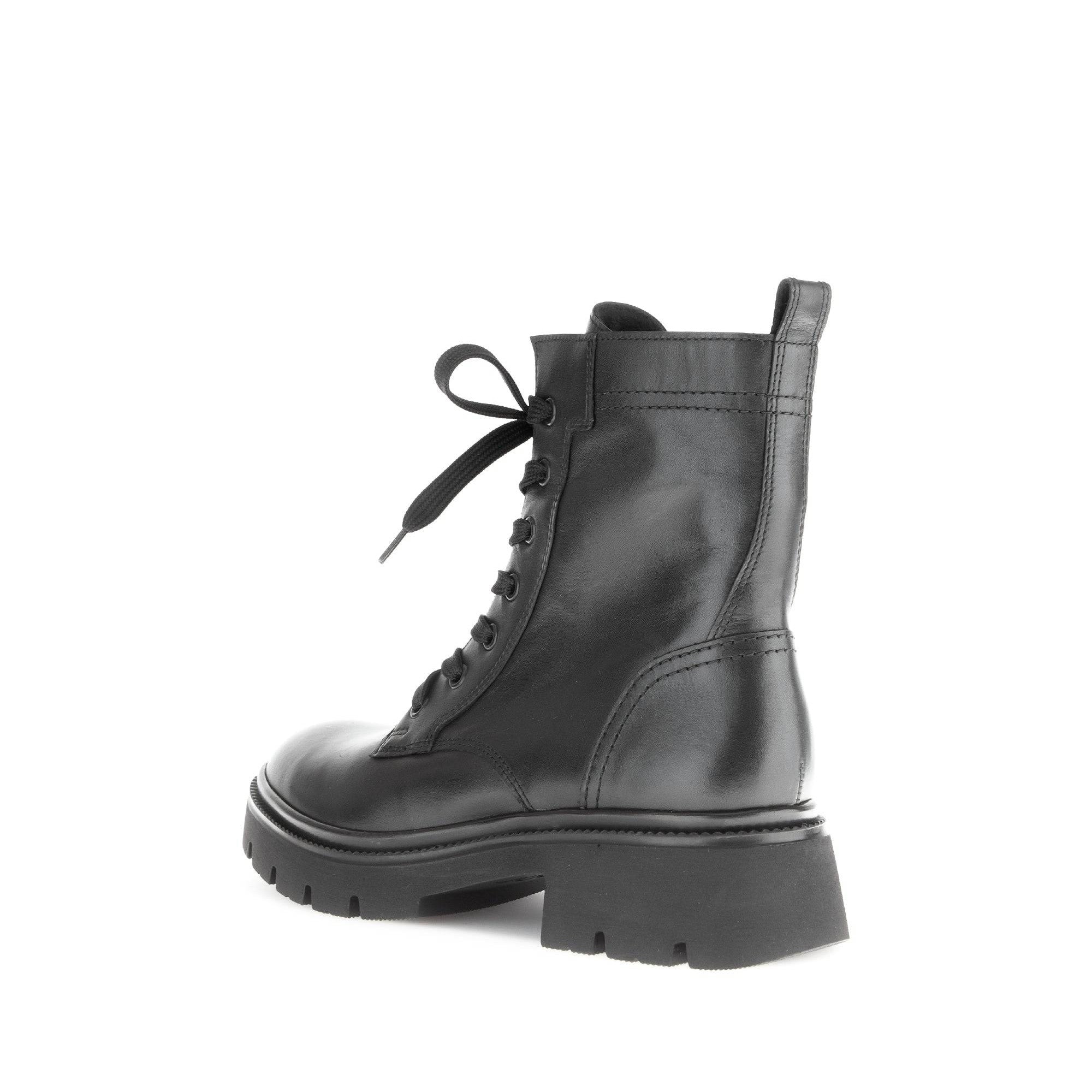 Gabor Meryl 51.852.27 Ladies Black Leather Zip & Lace Ankle Boots-elevate your sole