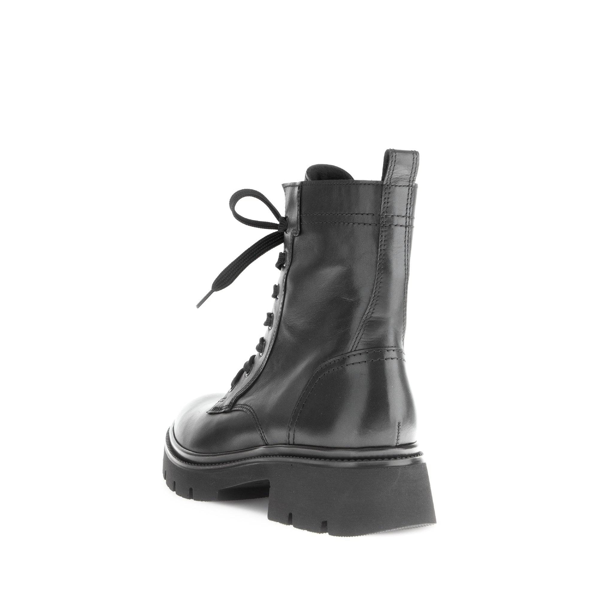 Gabor Meryl 51.852.27 Ladies Black Leather Zip & Lace Ankle Boots-elevate your sole