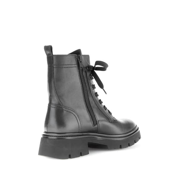 Gabor Meryl 51.852.27 Ladies Black Leather Zip & Lace Ankle Boots-elevate your sole