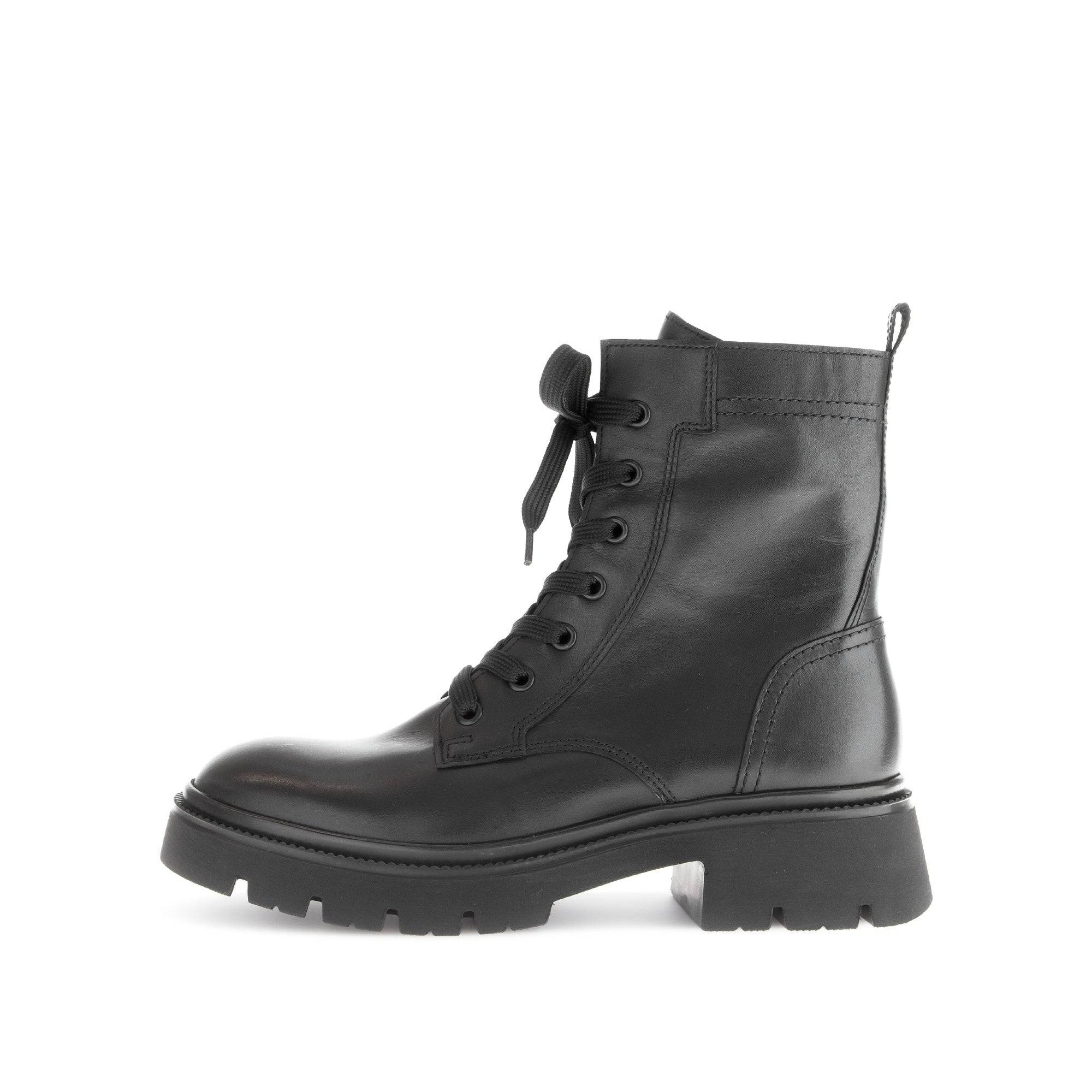 Gabor Meryl 51.852.27 Ladies Black Leather Zip & Lace Ankle Boots-elevate your sole