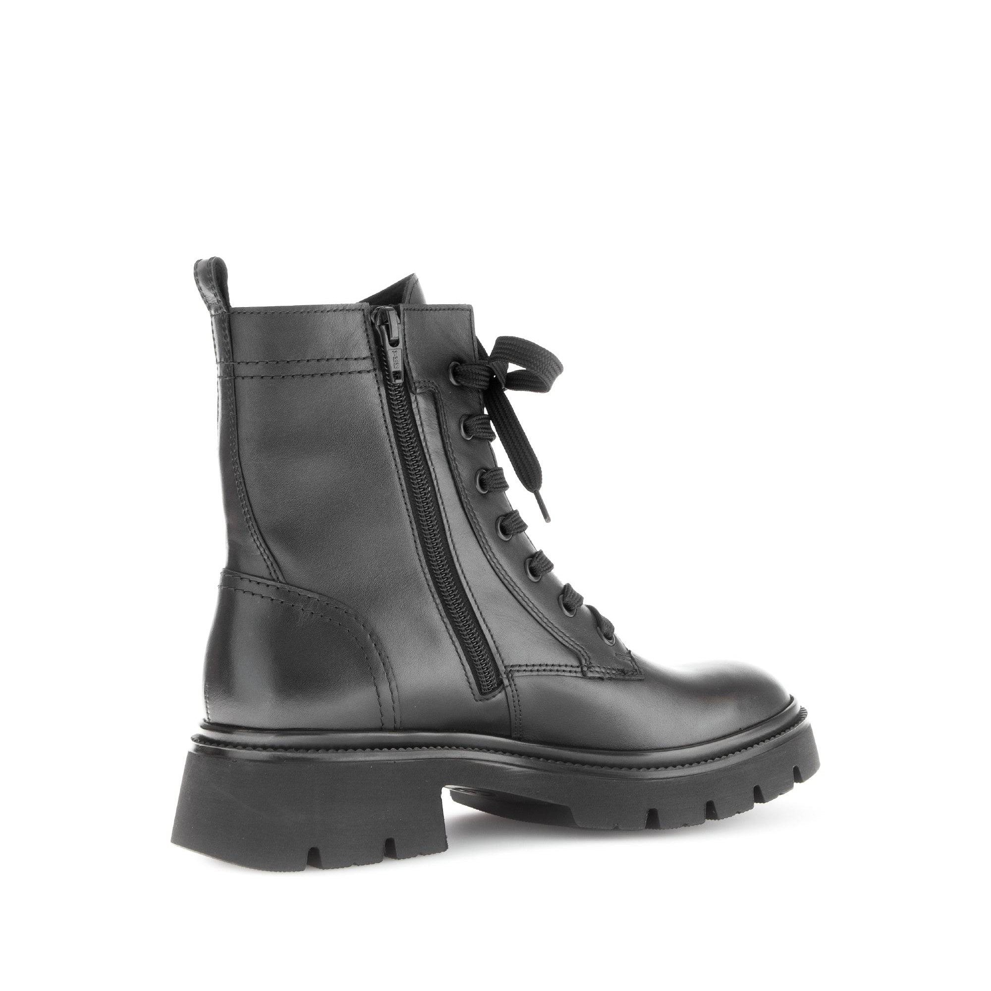 Gabor Meryl 51.852.27 Ladies Black Leather Zip & Lace Ankle Boots-elevate your sole