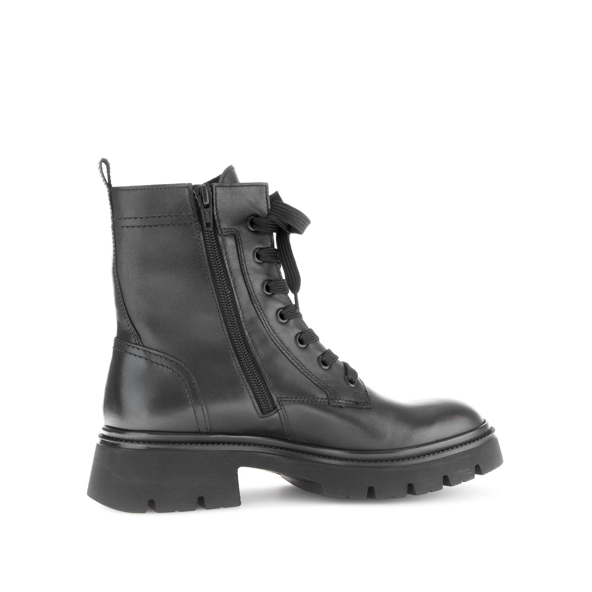Gabor Meryl 51.852.27 Ladies Black Leather Zip & Lace Ankle Boots-elevate your sole