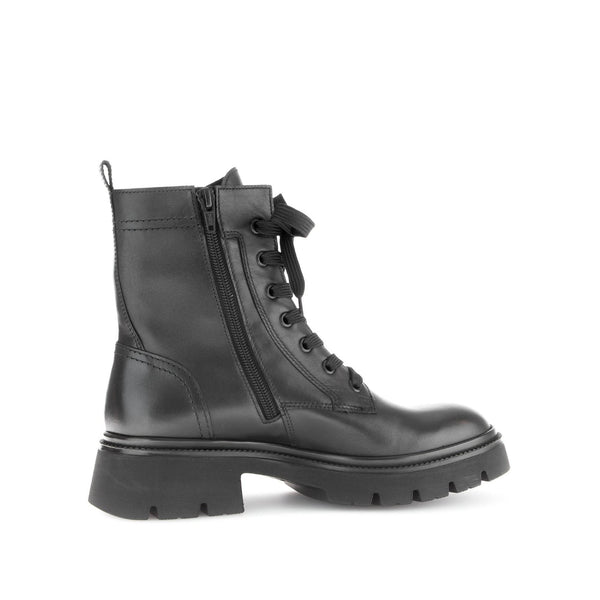 Gabor Meryl 51.852.27 Ladies Black Leather Zip & Lace Ankle Boots-elevate your sole