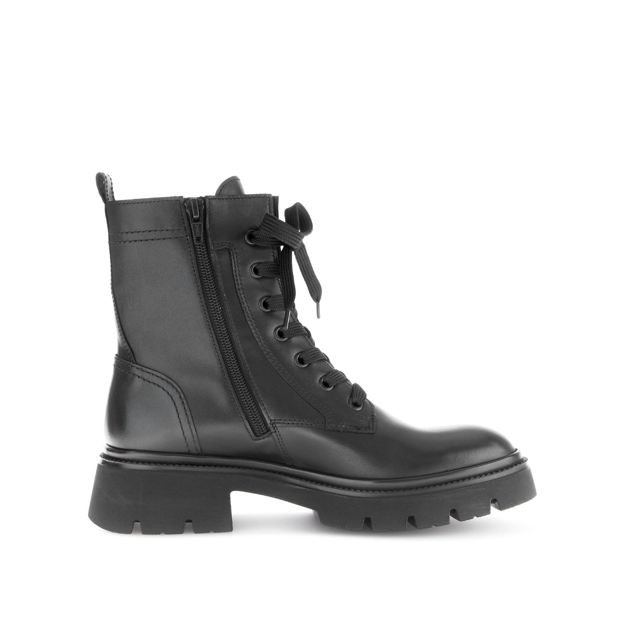 Gabor Meryl 51.852.27 Ladies Black Leather Zip & Lace Ankle Boots-elevate your sole