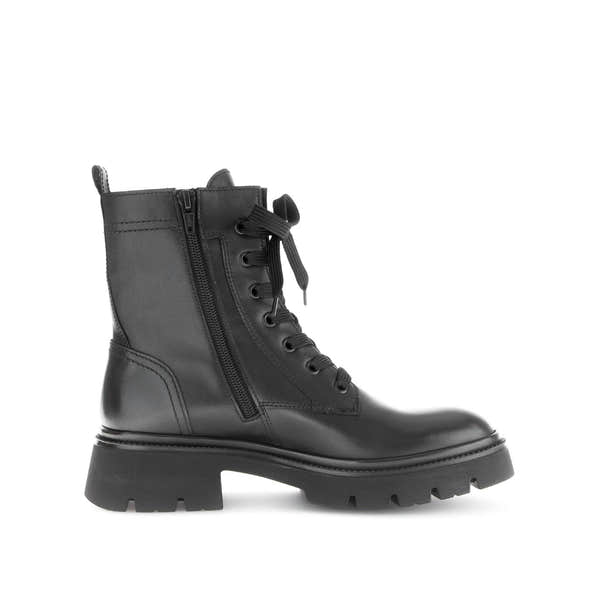 Gabor Meryl 51.852.27 Ladies Black Leather Zip & Lace Ankle Boots-elevate your sole