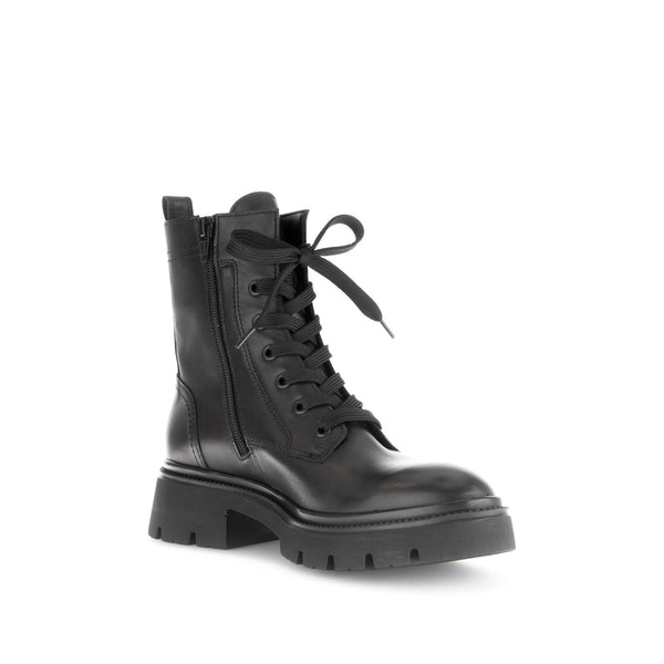 Gabor Meryl 51.852.27 Ladies Black Leather Zip & Lace Ankle Boots-elevate your sole