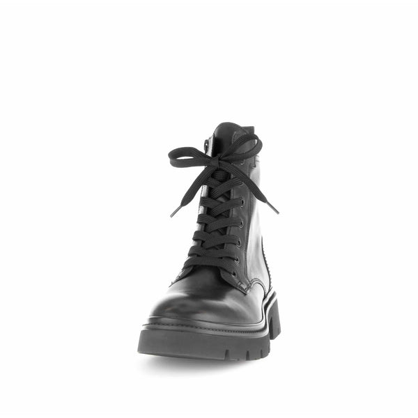 Gabor Meryl 51.852.27 Ladies Black Leather Zip & Lace Ankle Boots-elevate your sole