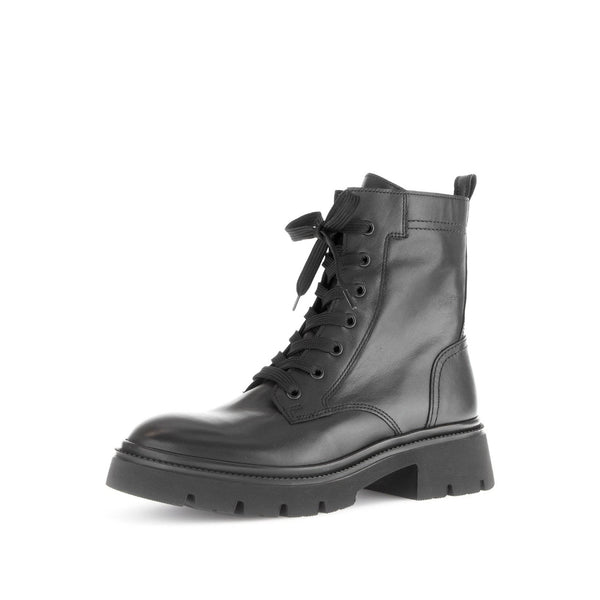Gabor Meryl 51.852.27 Ladies Black Leather Zip & Lace Ankle Boots-elevate your sole