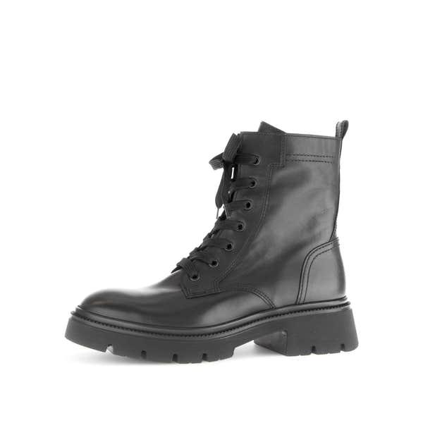 Gabor Meryl 51.852.27 Ladies Black Leather Zip & Lace Ankle Boots-elevate your sole