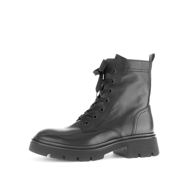 Gabor Meryl 51.852.27 Ladies Black Leather Zip & Lace Ankle Boots-elevate your sole