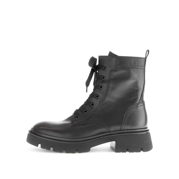 Gabor Meryl 51.852.27 Ladies Black Leather Zip & Lace Ankle Boots-elevate your sole