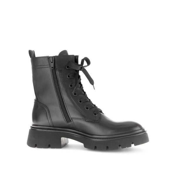 Gabor Meryl 51.852.27 Ladies Black Leather Zip & Lace Ankle Boots-elevate your sole