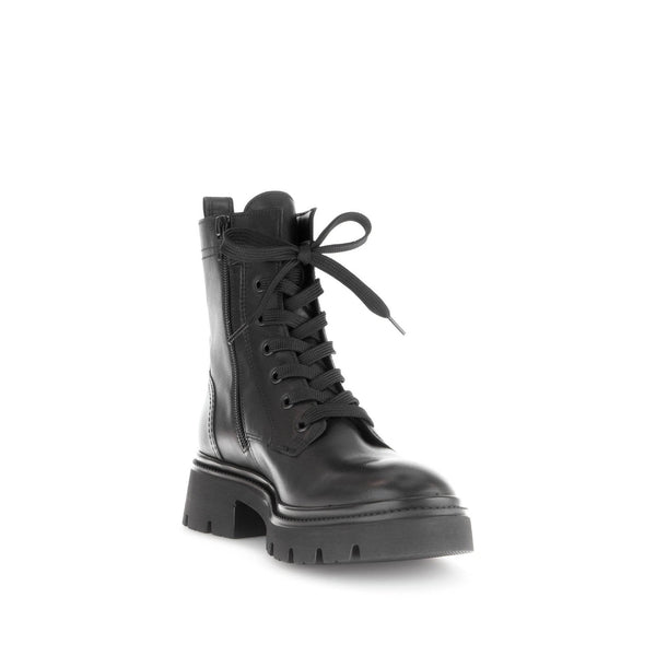 Gabor Meryl 51.852.27 Ladies Black Leather Zip & Lace Ankle Boots-elevate your sole
