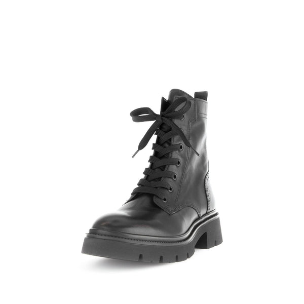 Gabor Meryl 51.852.27 Ladies Black Leather Zip & Lace Ankle Boots-elevate your sole
