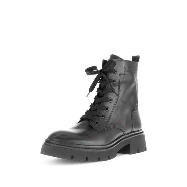 Gabor Meryl 51.852.27 Ladies Black Leather Zip & Lace Ankle Boots-elevate your sole