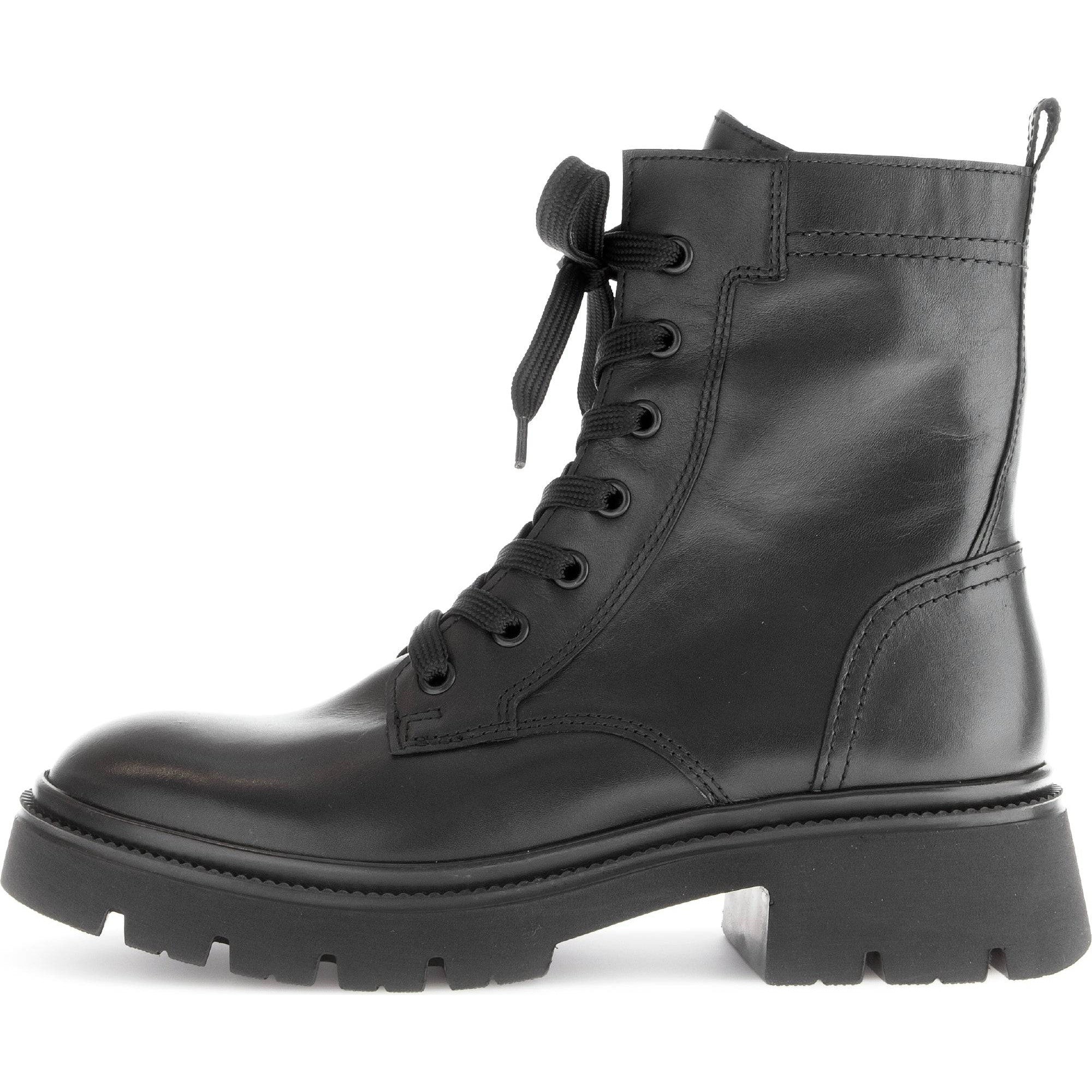 Gabor Meryl 51.852.27 Ladies Black Leather Zip & Lace Ankle Boots-elevate your sole