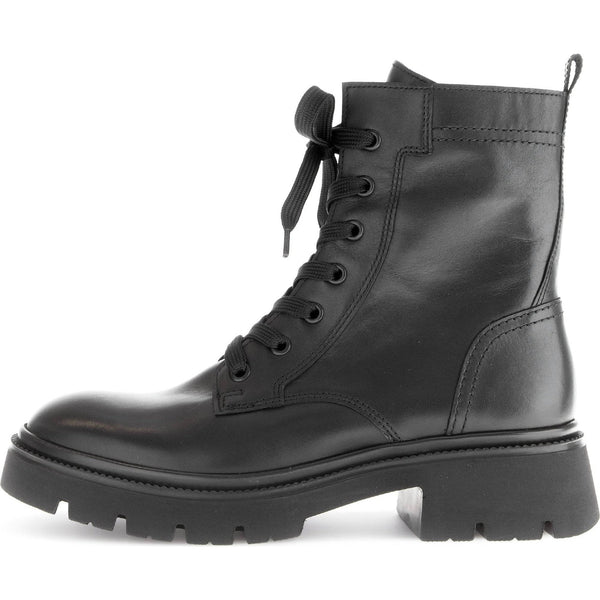 Gabor Meryl 51.852.27 Ladies Black Leather Zip & Lace Ankle Boots-elevate your sole