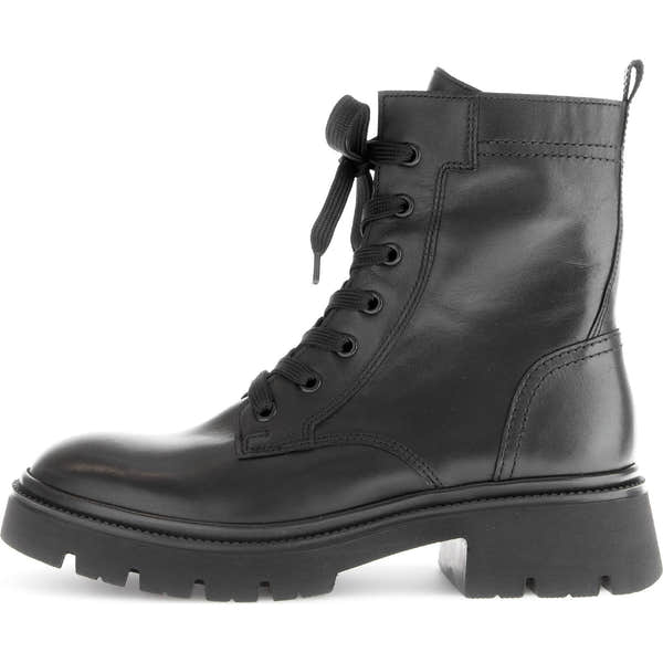 Gabor Meryl 51.852.27 Ladies Black Leather Zip & Lace Ankle Boots-elevate your sole