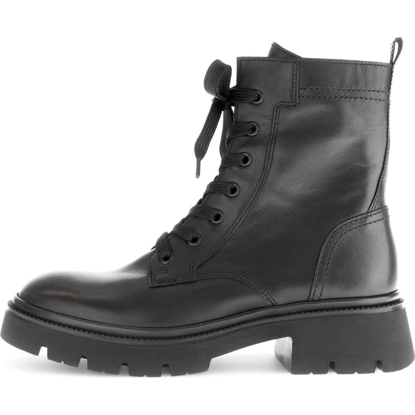 Gabor Meryl 51.852.27 Ladies Black Leather Zip & Lace Ankle Boots-elevate your sole